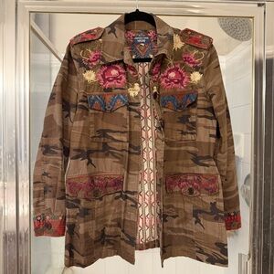 Johnny Was Rialto Embroidered Camouflage Jacket